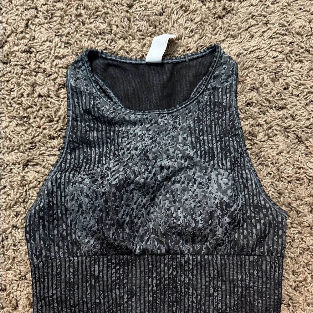 lululemon athletica Black and Gray High-Neck Seamless Tank/ Bra